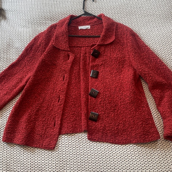Willow Red Textured Sweater Jacket - Picture 2 of 6